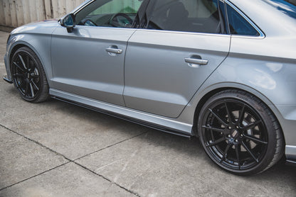 Seitenschweller Ansatz für V.2 für Audi S3 / A3 S-Line Limousine 8V Facelift schwarz Hochglanz