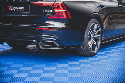 Heck Ansatz Flaps Diffusor für Volvo S60/V60 R-Design Mk3 schwarz Hochglanz
