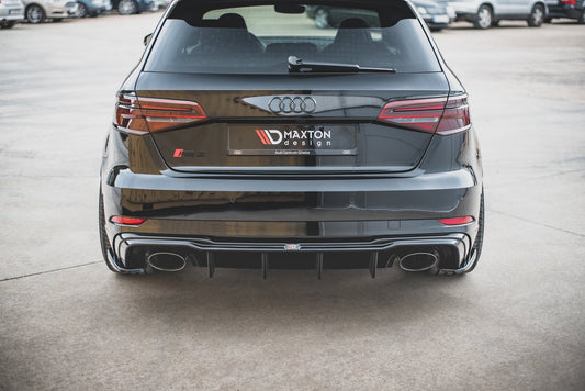 Heck Ansatz Flaps Diffusor V.2 für Audi RS3 8V Sportback Facelift schwarz matt