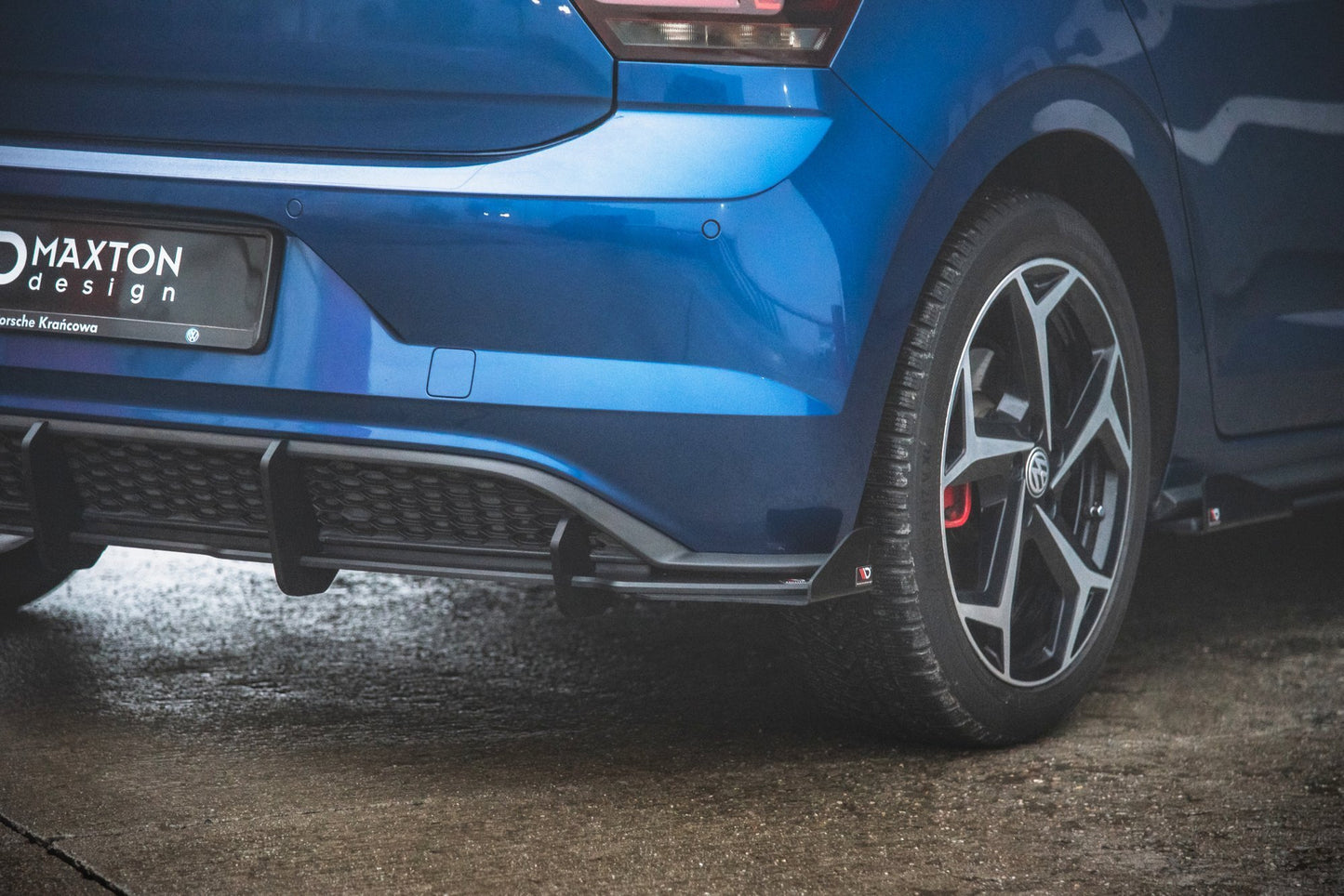 Robuste Racing Diffusor Heck Ansatz +Flaps für Volkswagen Polo GTI Mk6 schwarz Hochglanz