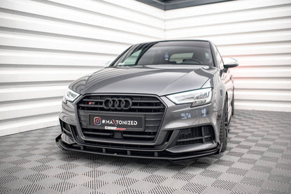 Street Pro Front Ansatz für +Flaps für V.1 + Flaps Audi S3 Sportback 8V Facelift schwarz Hochglanz