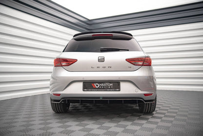 Mittlerer Diffusor Heck Ansatz DTM Look für Seat Leon Hatchback Mk3 schwarz matt