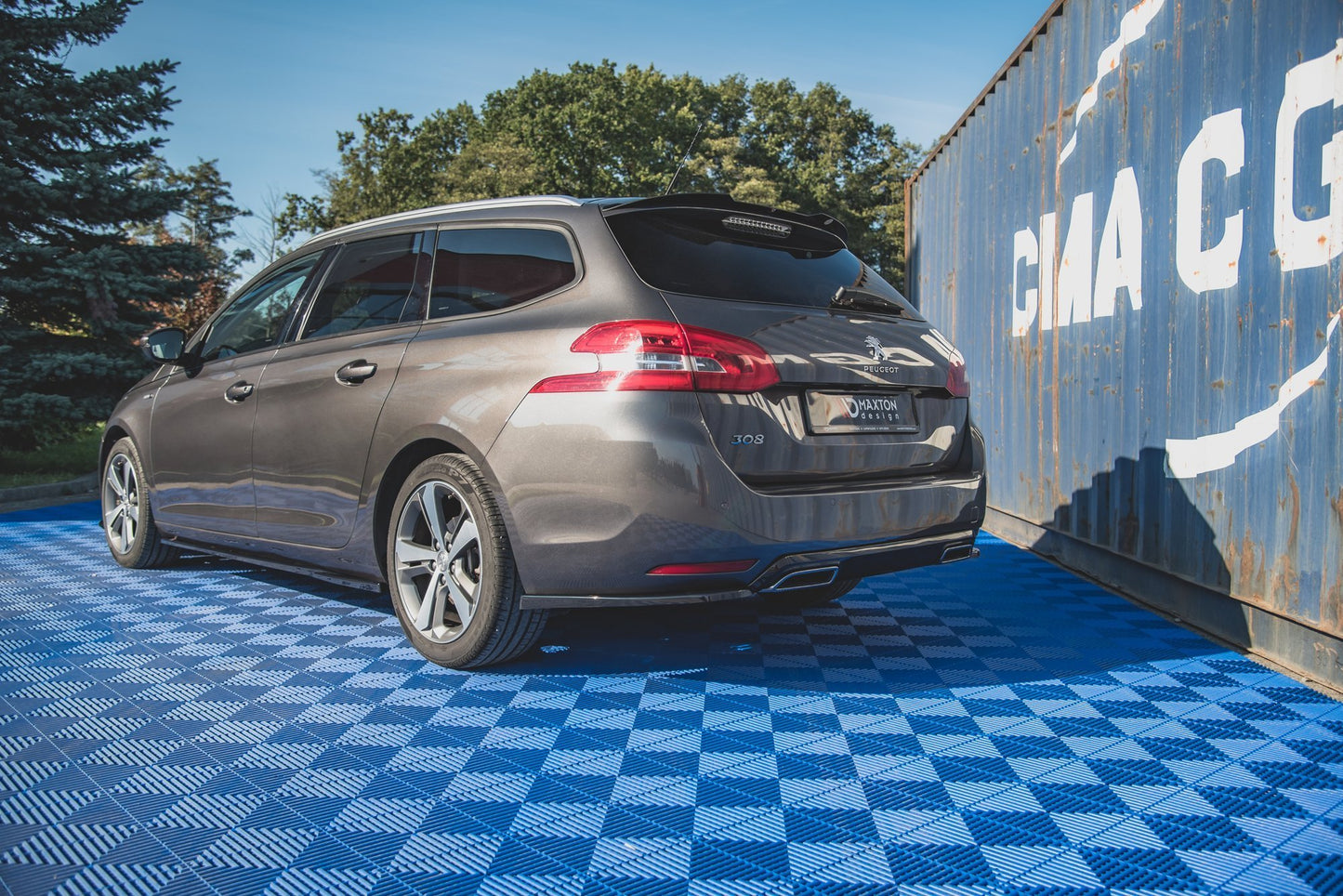 Heck Ansatz Flaps Diffusor für Peugeot 308 SW Mk2 Facelift schwarz matt