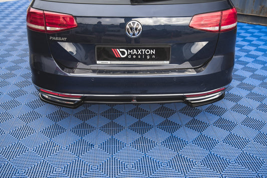 Mittlerer Diffusor Heck Ansatz für Volkswagen Passat B8 schwarz Hochglanz