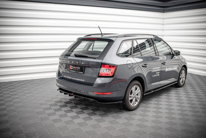 Mittlerer Diffusor Heck Ansatz DTM Look für Skoda Fabia Combi Mk3 Facelift Carbon Look