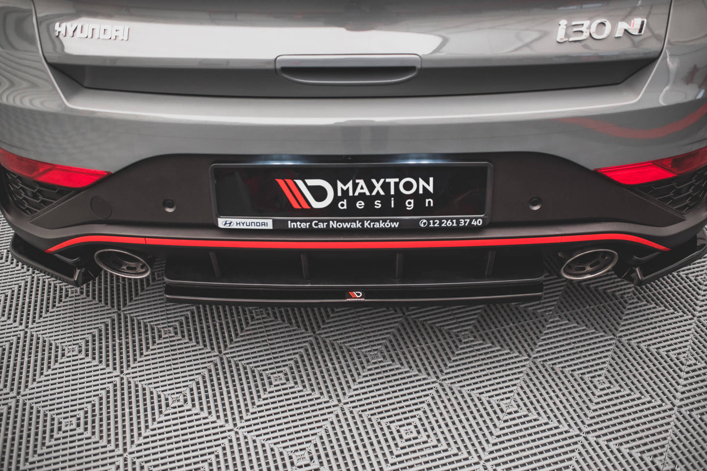 Mittlerer Diffusor Heck Ansatz für Hyundai I30 N Hatchback Mk3 Facelift schwarz matt