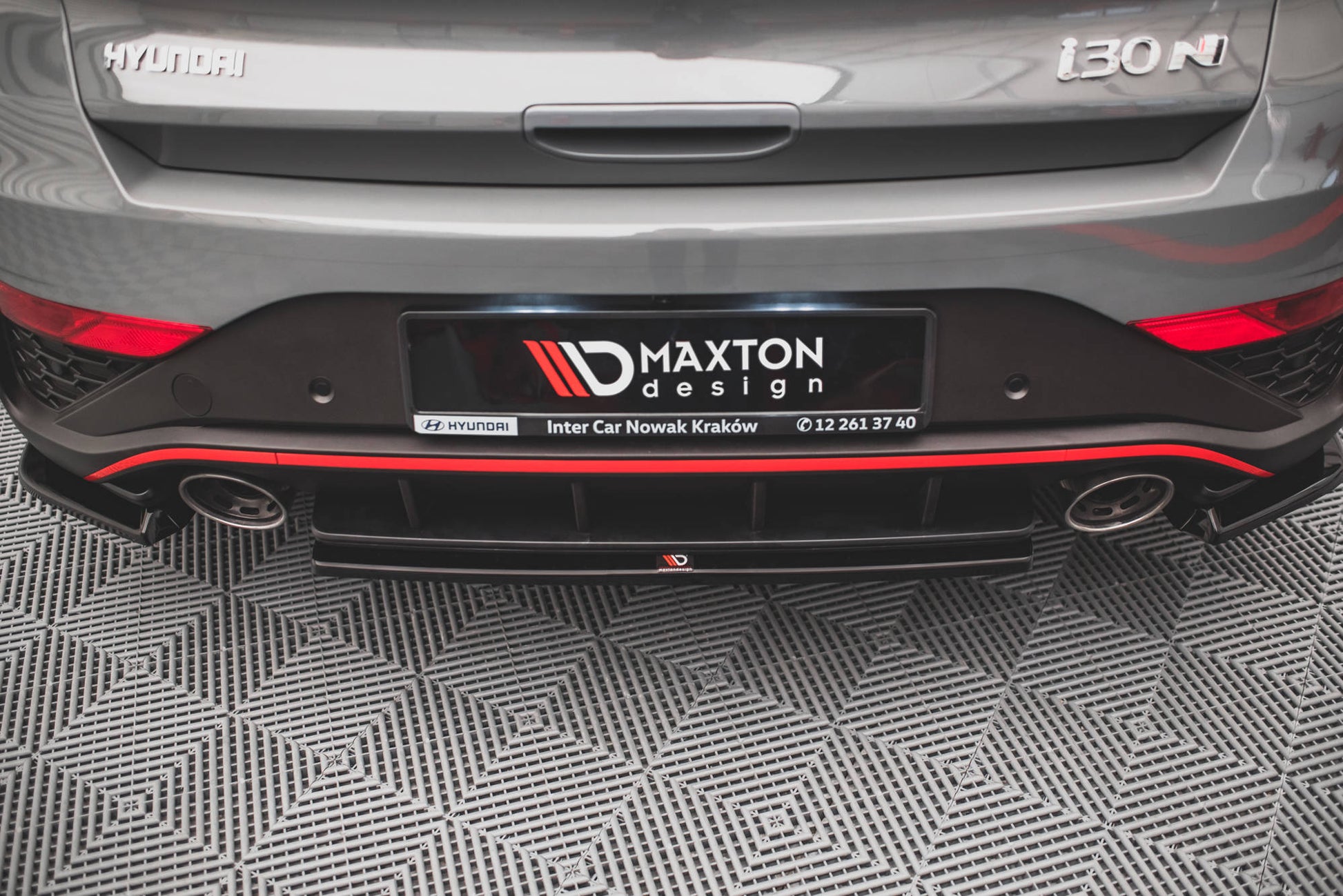 Mittlerer Diffusor Heck Ansatz für Hyundai I30 N Hatchback Mk3 Facelift Carbon Look
