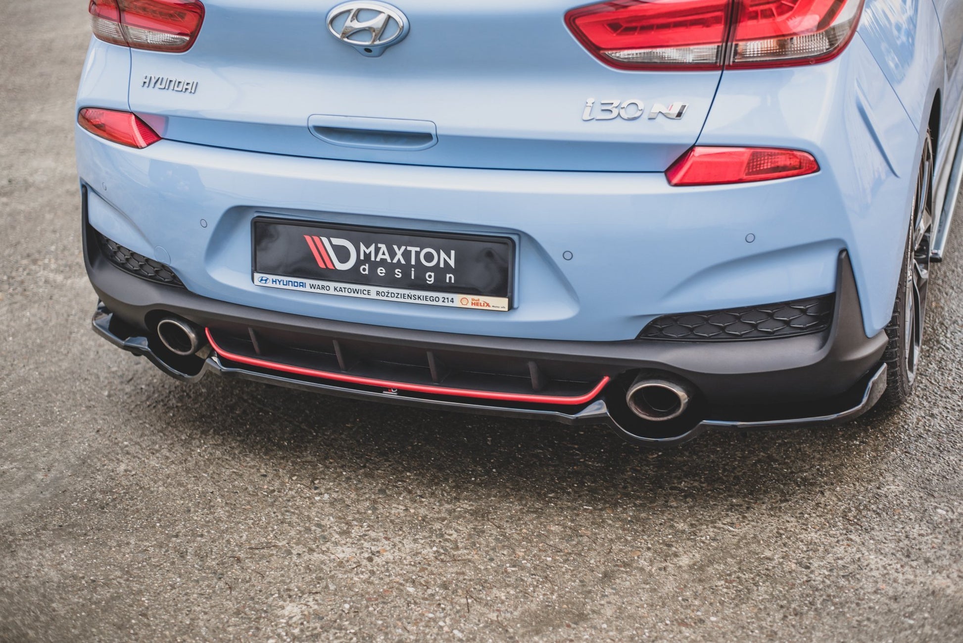 Mittlerer Diffusor Heck Ansatz DTM Look für Hyundai I30 N Mk3 Hatchback schwarz Hochglanz