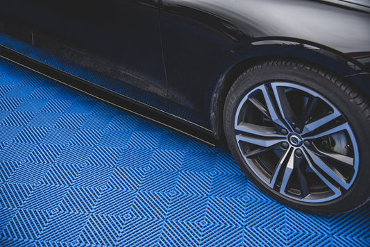 Seitenschweller Ansatz für V.2 für Volvo S60/V60 R-Design Mk3 schwarz Hochglanz