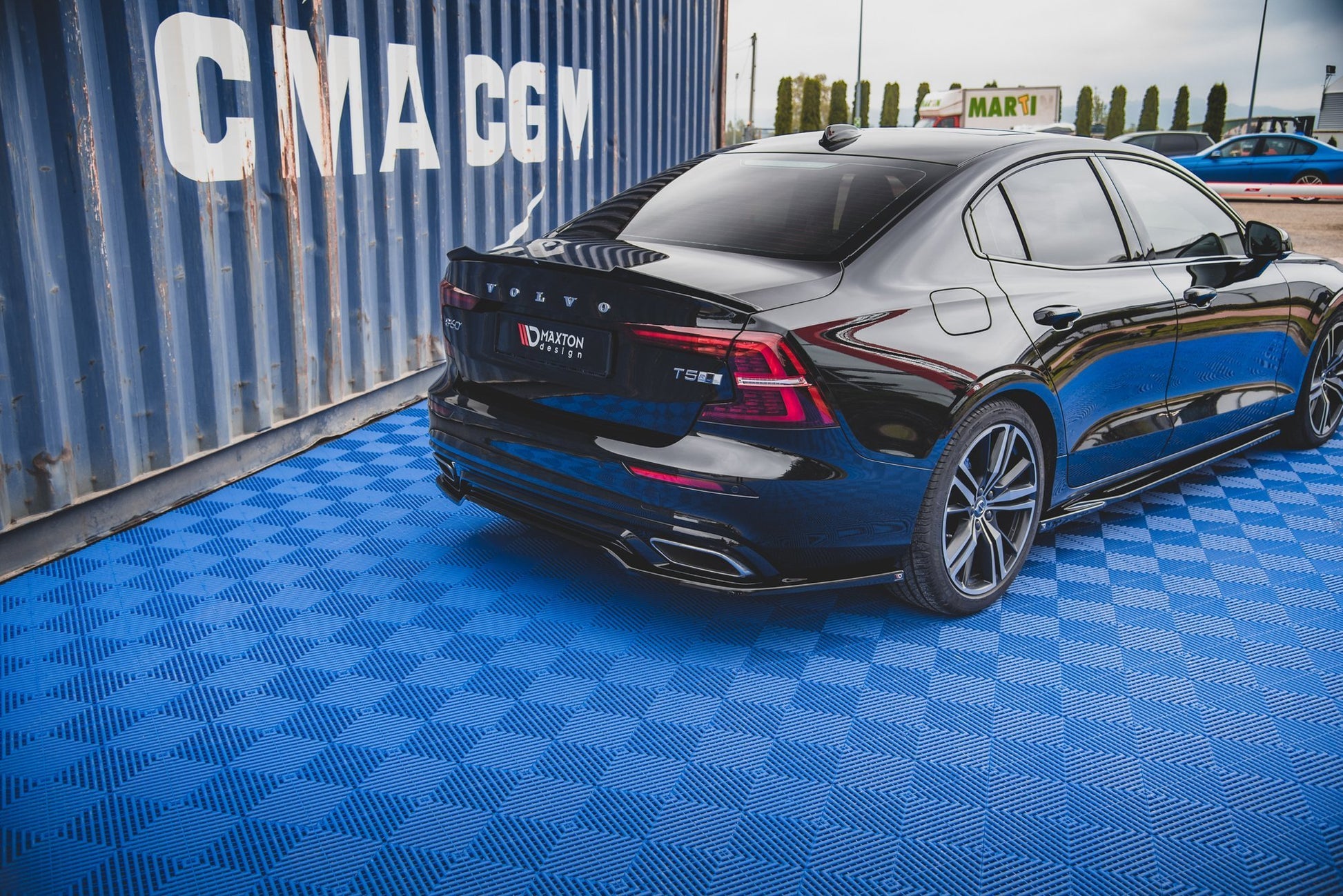 Mittlerer Diffusor Heck Ansatz für Volvo S60/V60 R-Design Mk3 Carbon Look