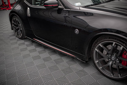 Seitenschweller Ansatz für V.1 für Nissan 370Z Nismo Facelift schwarz Hochglanz