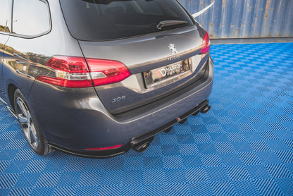 Heck Ansatz Flaps Diffusor V.2 für Peugeot 308 SW Mk2 Facelift Carbon Look