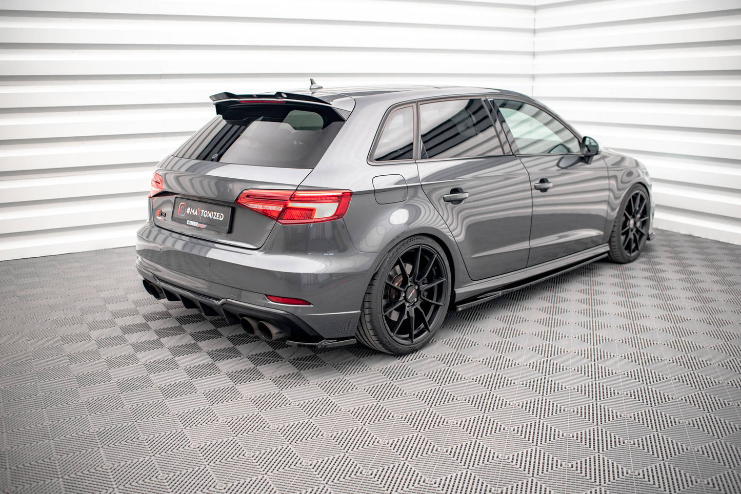 Heck Ansatz Flaps Diffusor für Audi S3 Sportback 8V Facelift schwarz matt