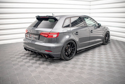 Heck Ansatz Flaps Diffusor für Audi S3 Sportback 8V Facelift schwarz matt