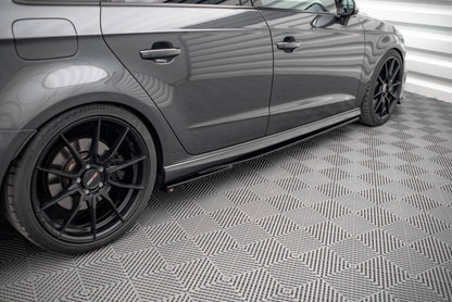 Seitenschweller Ansatz für Audi S3 Sportback 8V Facelift schwarz Hochglanz
