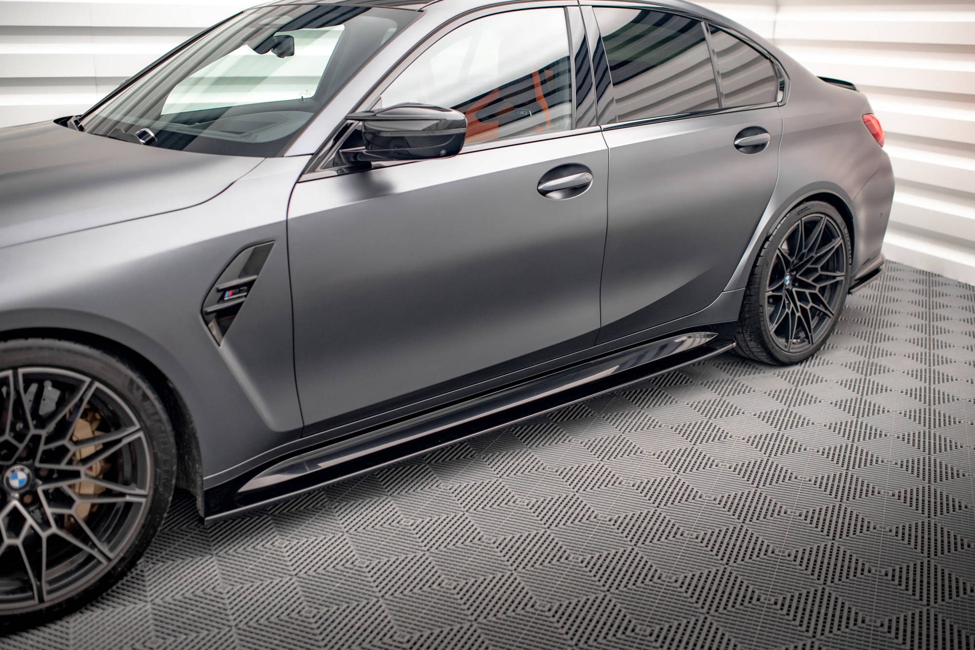 Seitenschweller Ansatz für V.1 für BMW M3 G80 schwarz matt