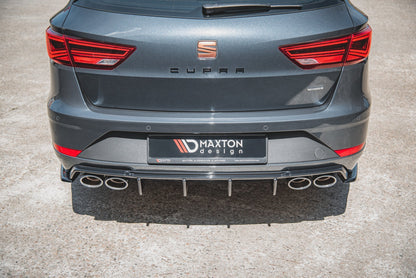 Heck Ansatz Flaps Diffusor V.2 für Seat Leon Cupra Mk3 FL Sportstourer schwarz matt