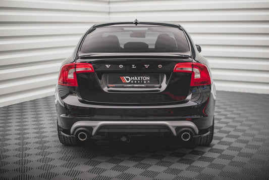 Heck Ansatz Flaps Diffusor für Volvo S60 R-Design Mk2 Carbon Look