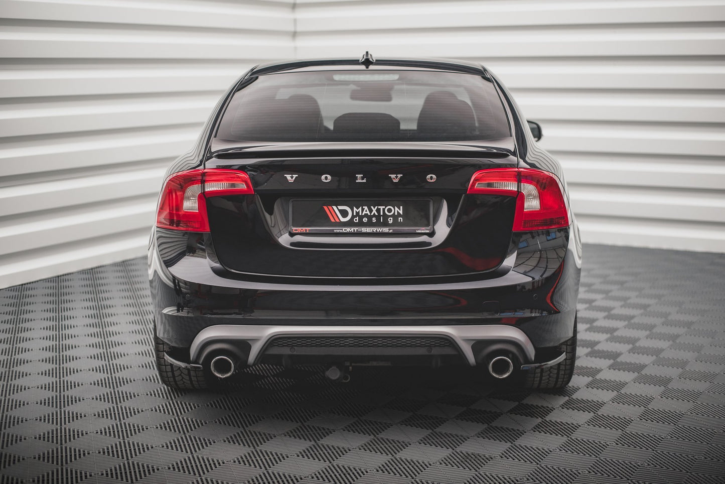 Heck Ansatz Flaps Diffusor für Volvo S60 R-Design Mk2 schwarz matt