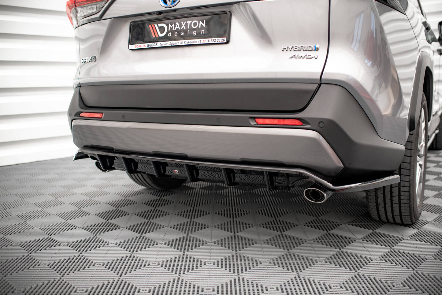 Mittlerer Diffusor Heck Ansatz DTM Look für Toyota RAV4 Mk5 schwarz Hochglanz