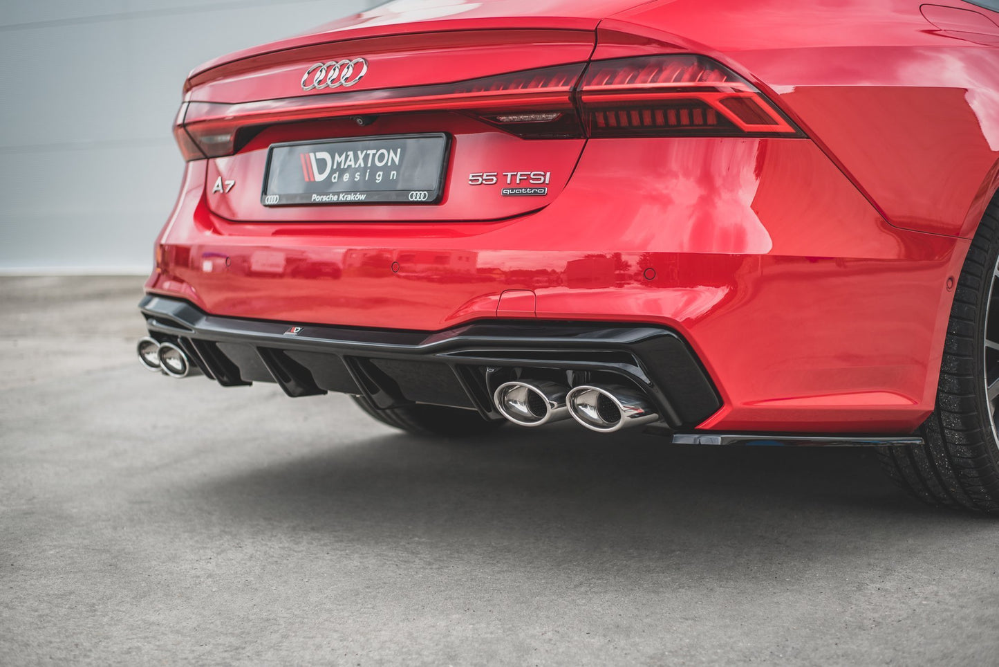Diffusor Heck Ansatz für + Endschalldampfer Sportauspuff Attrappe Audi A7 C8 S-Line