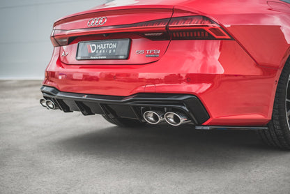 Diffusor Heck Ansatz für + Endschalldampfer Sportauspuff Attrappe Audi A7 C8 S-Line