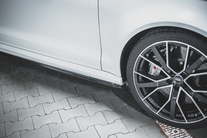 Seitenschweller Ansatz für V.2 für Audi RS6 C7 schwarz Hochglanz