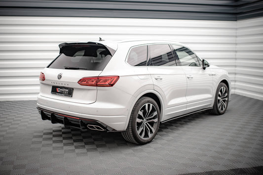 Heck Ansatz Flaps Diffusor für Volkswagen Touareg R-line Mk3 schwarz Hochglanz