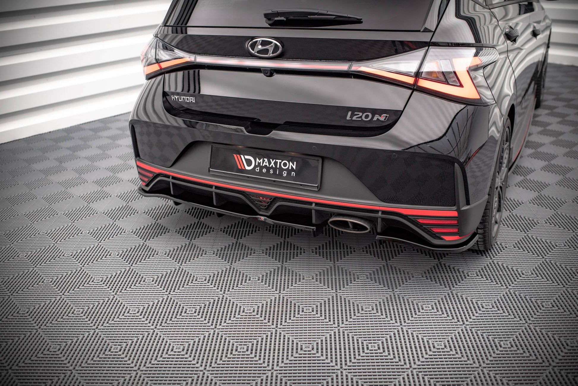 Mittlerer Diffusor Heck Ansatz DTM Look für Hyundai I20 N Mk3 schwarz Hochglanz