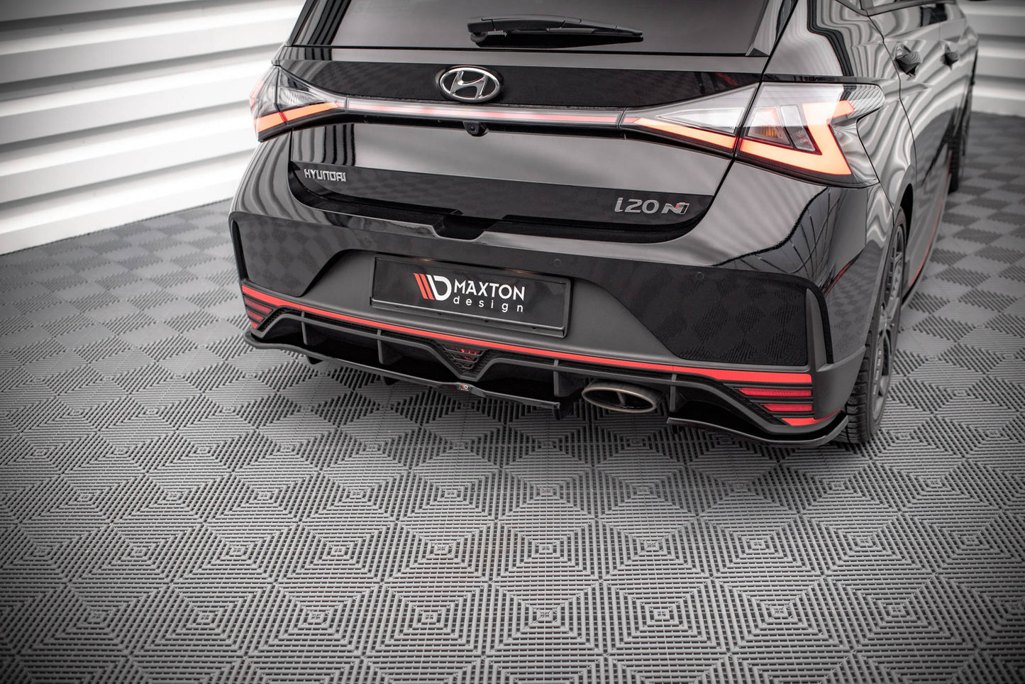 Mittlerer Diffusor Heck Ansatz DTM Look für Hyundai I20 N Mk3 Carbon Look
