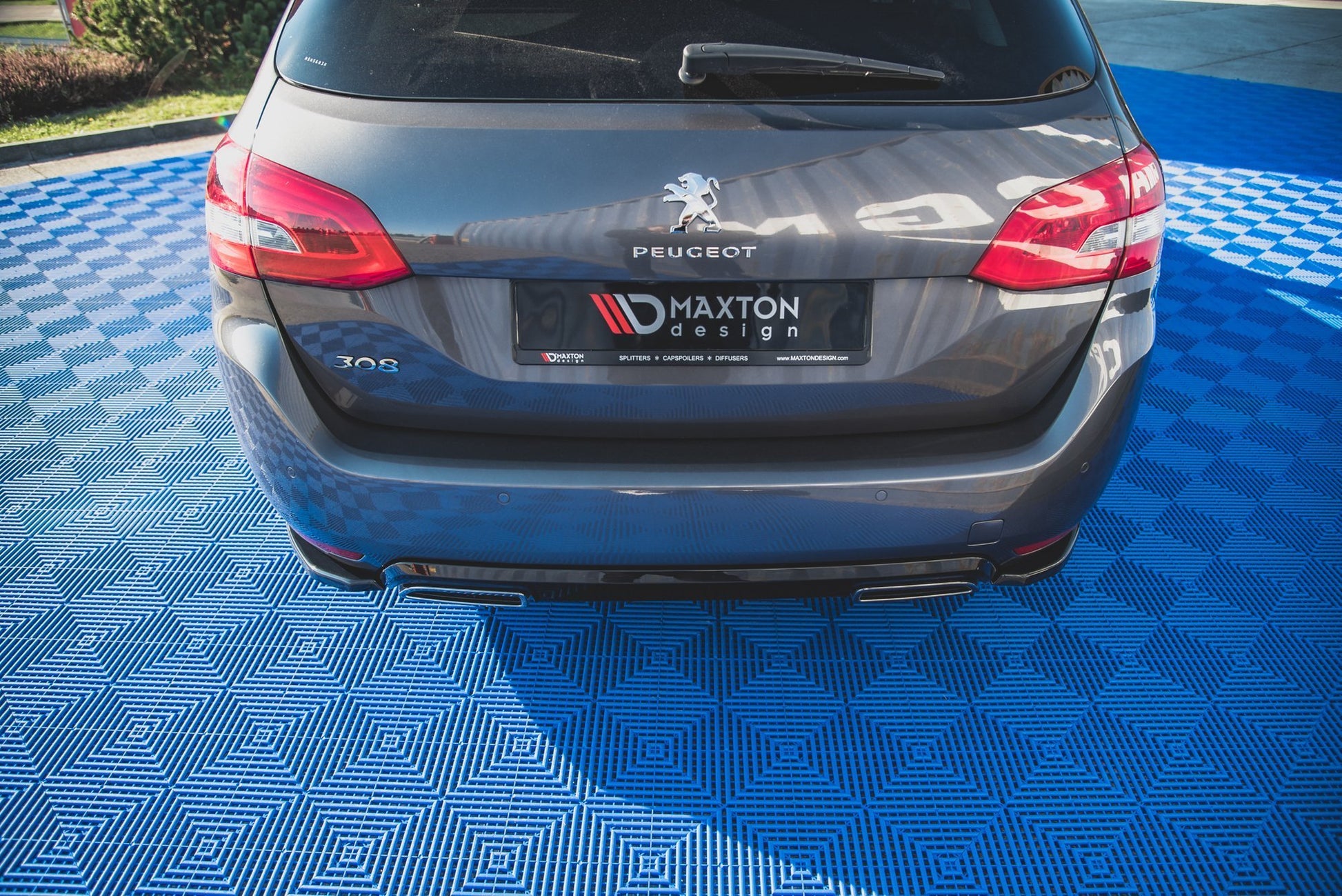 Heck Ansatz Flaps Diffusor für Peugeot 308 SW Mk2 Facelift schwarz matt