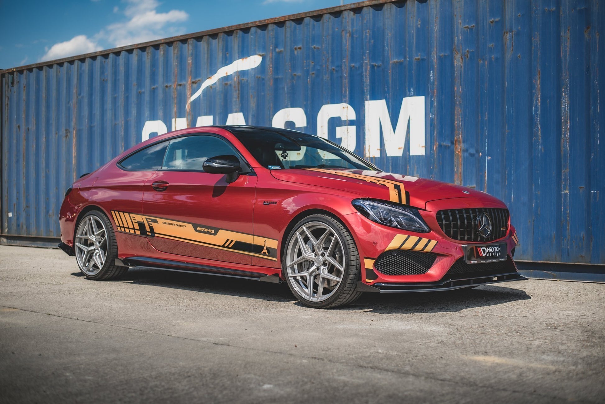 Robuste Racing Seitenschweller Ansatz für für + Flaps Mercedes-AMG C43 Coupe C205 schwarz Hochglanz