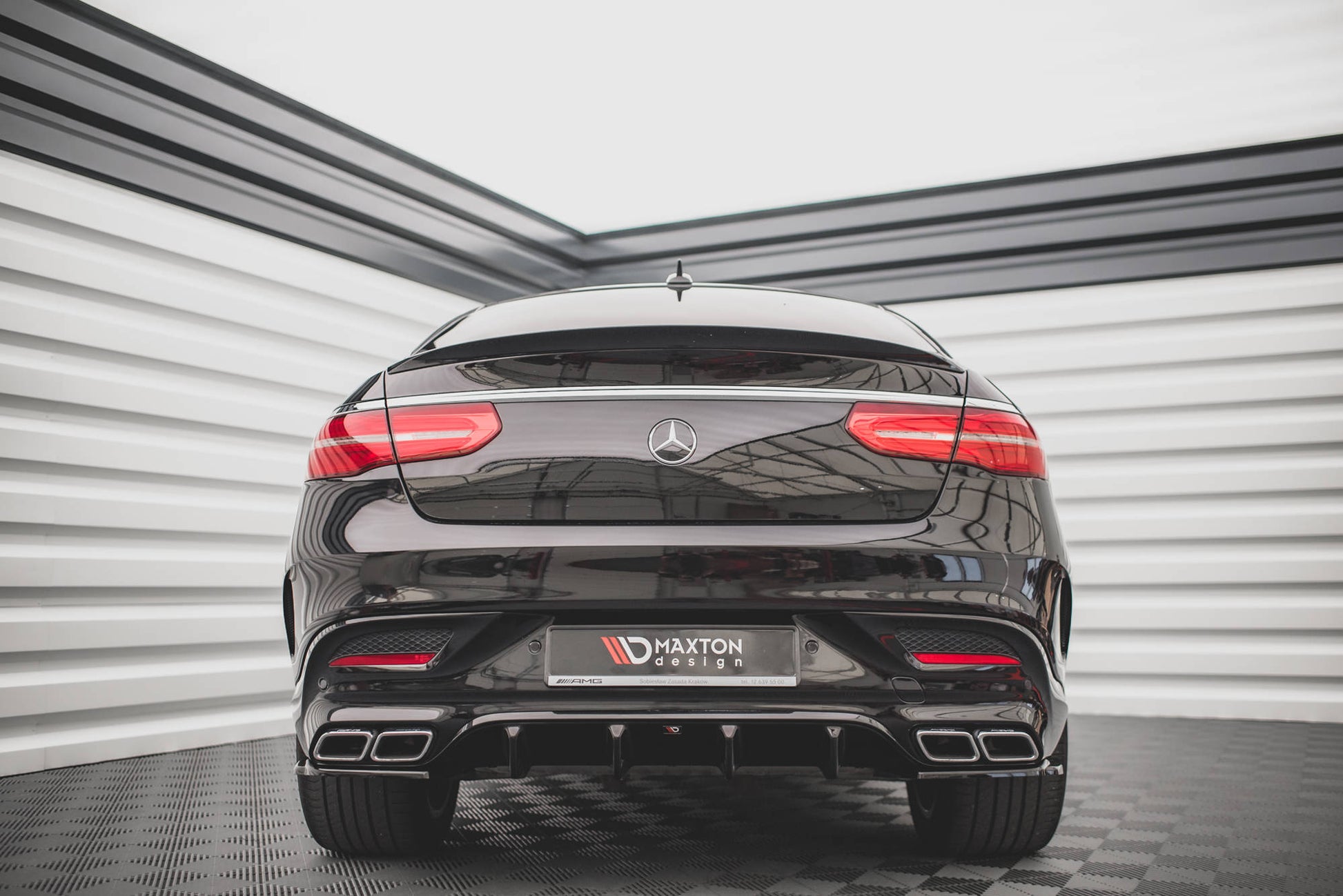Diffusor Heck Ansatz für Mercedes-Benz GLE Coupe 63 AMG C292 schwarz Hochglanz