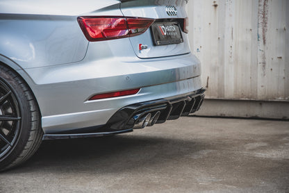 Heck Ansatz Flaps Diffusor V.2 für Audi S3 Limousine 8V Facelift schwarz matt