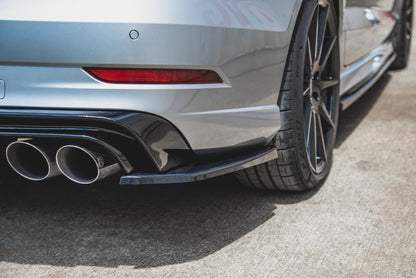 Heck Ansatz Flaps Diffusor V.2 für Audi S3 Limousine 8V Facelift schwarz Hochglanz