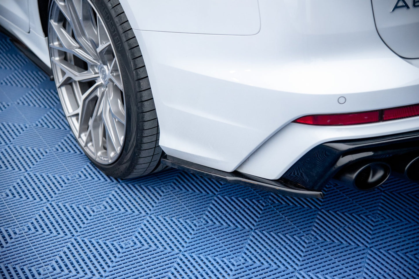 Heck Ansatz Flaps Diffusor für Audi A6 C8 S-Line schwarz matt