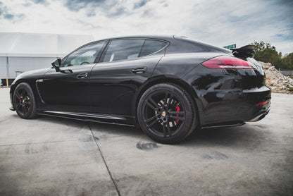 Heck Ansatz Flaps Diffusor für Porsche Panamera Turbo 970 Facelift schwarz matt