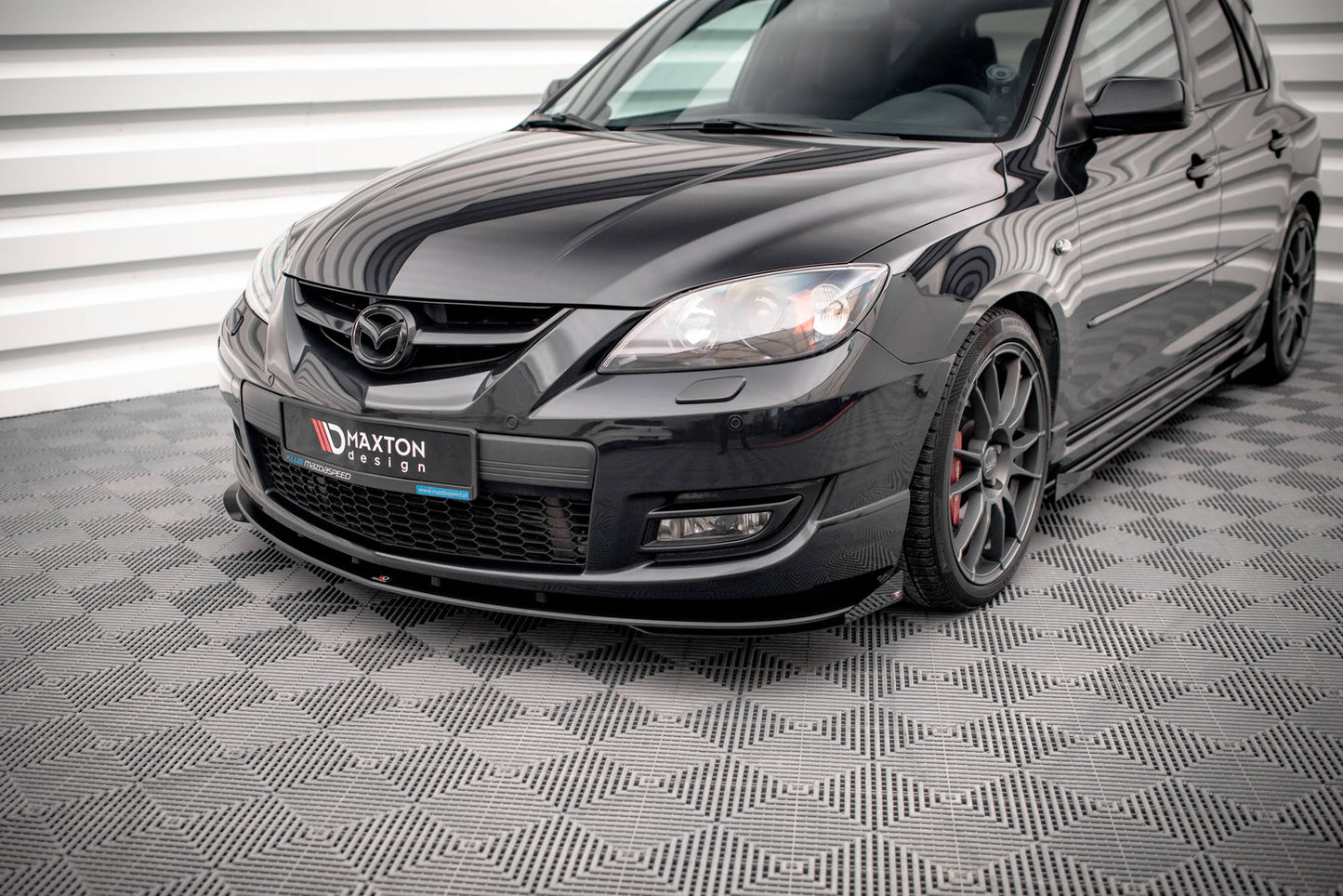 Street Pro Front Ansatz für +Flaps für V.1 + Flaps Mazda 3 MPS Mk1 schwarz Hochglanz
