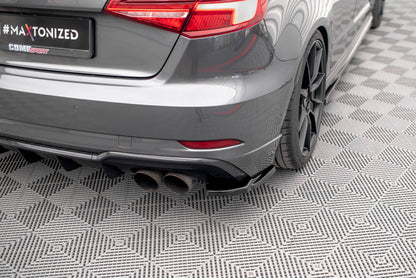 Heck Ansatz Flaps Diffusor für Audi S3 Sportback 8V Facelift schwarz matt