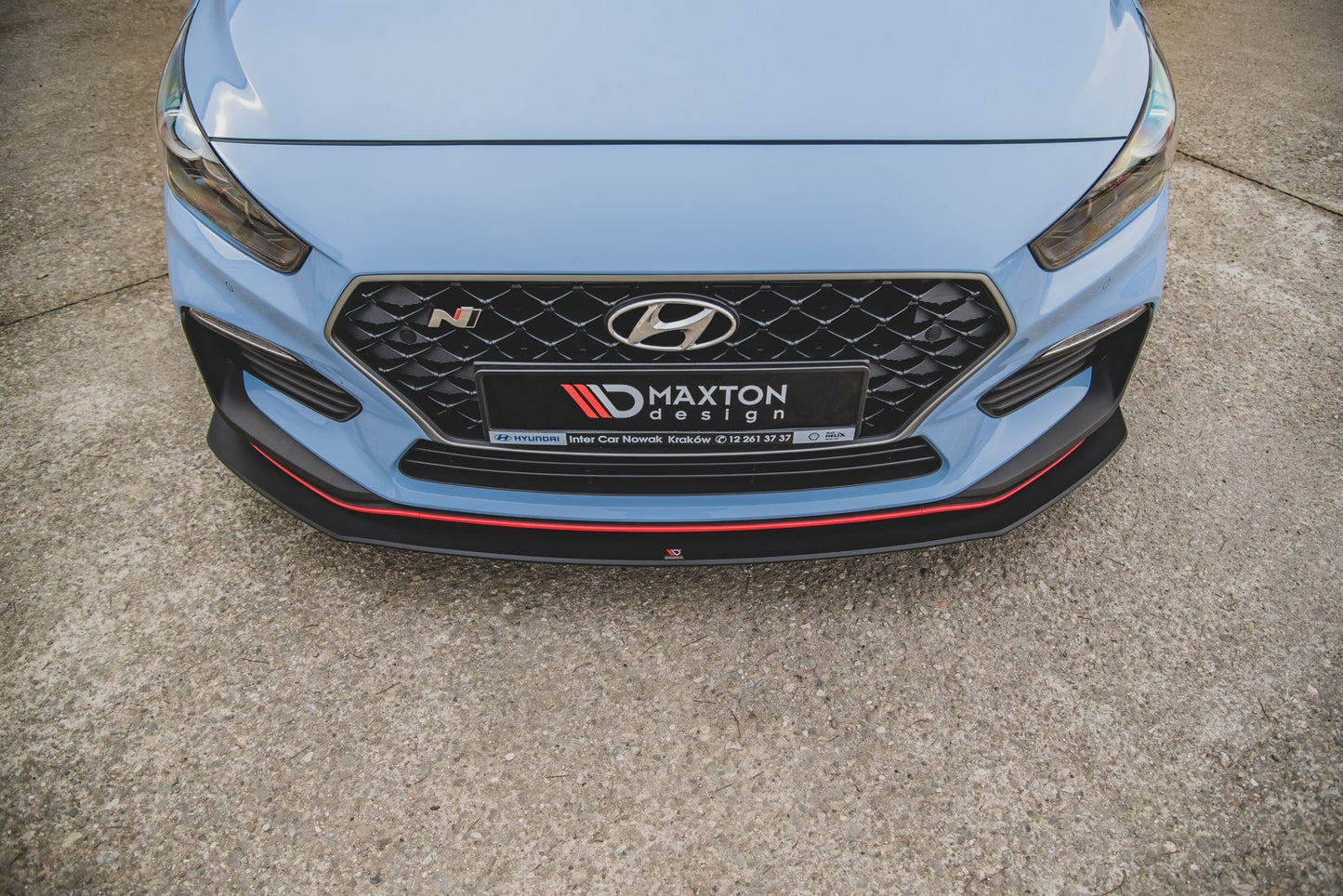 Robuste Racing Front Ansatz für passend +Flaps für Hyundai I30 N Mk3 Hatchback / Fastback schwarz Hochglanz
