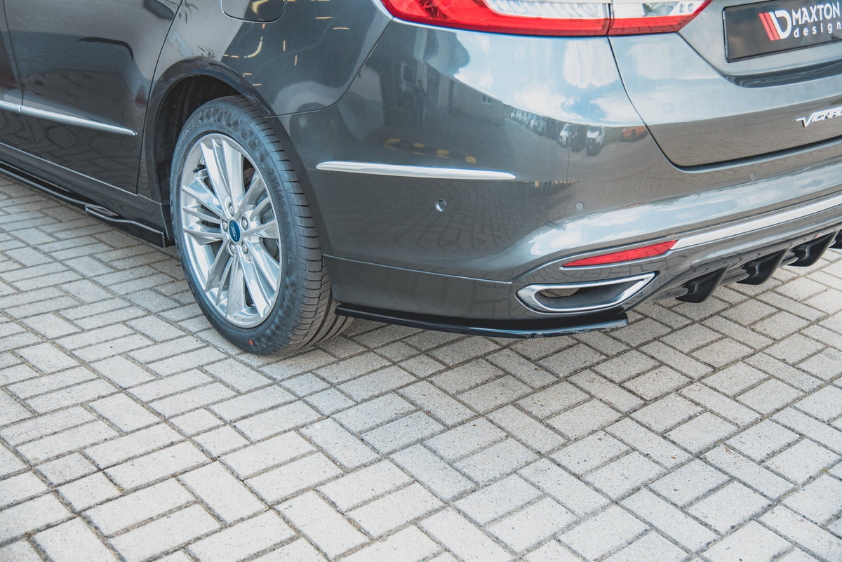 Heck Ansatz Flaps Diffusor für Ford Mondeo Vignale Mk5 Facelift schwarz matt