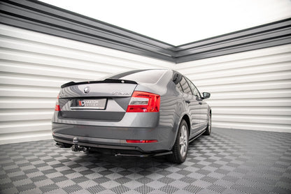 Heck Ansatz Flaps Diffusor für Skoda Octavia Mk3 Facelift Carbon Look
