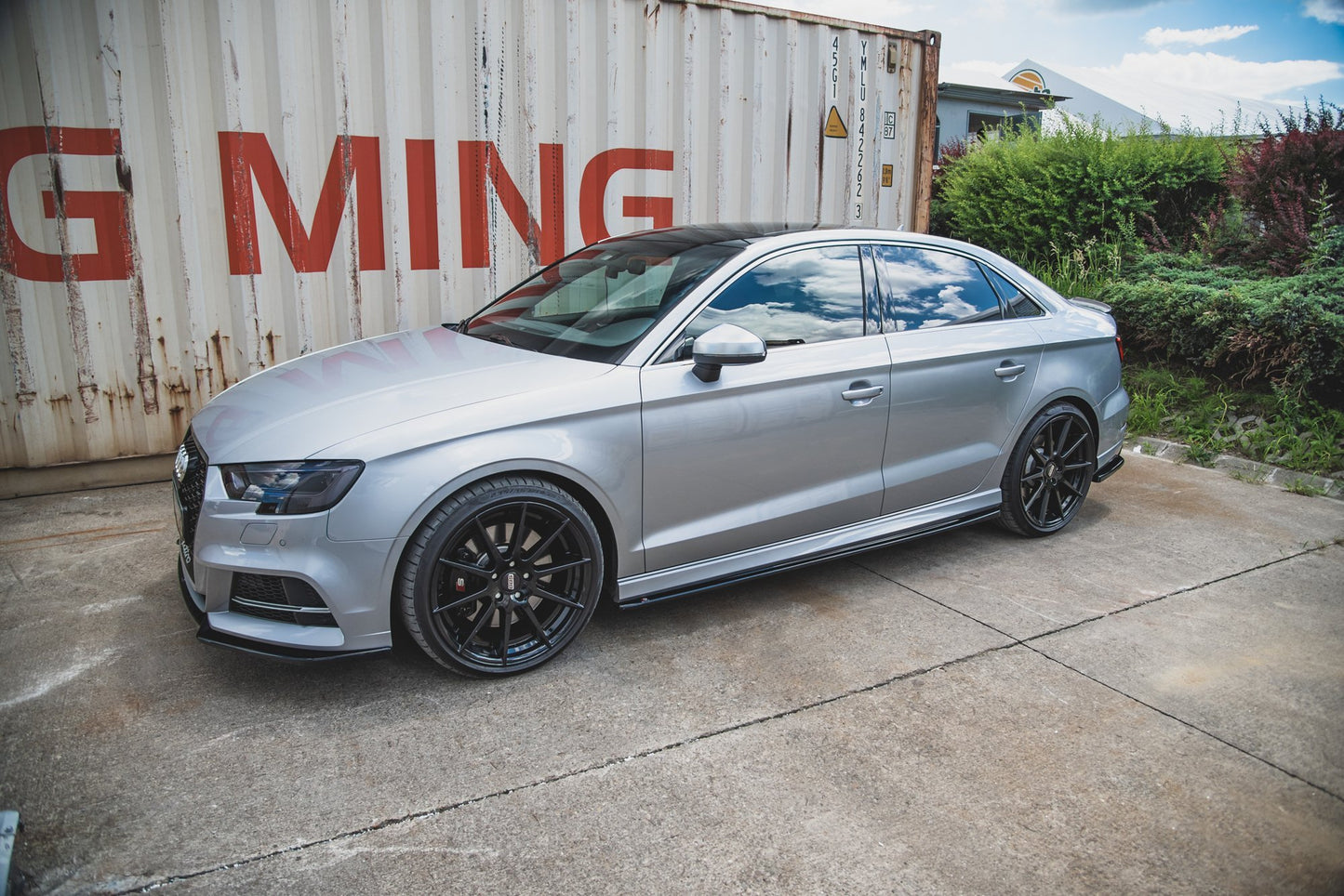 Seitenschweller Ansatz für V.2 für Audi S3 / A3 S-Line Limousine 8V Facelift schwarz Hochglanz
