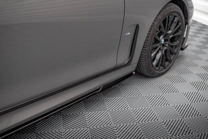 Seitenschweller Ansatz für BMW 7 M-Paket G11 Facelift schwarz matt