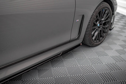 Seitenschweller Ansatz für BMW 7 M-Paket G11 Facelift schwarz matt
