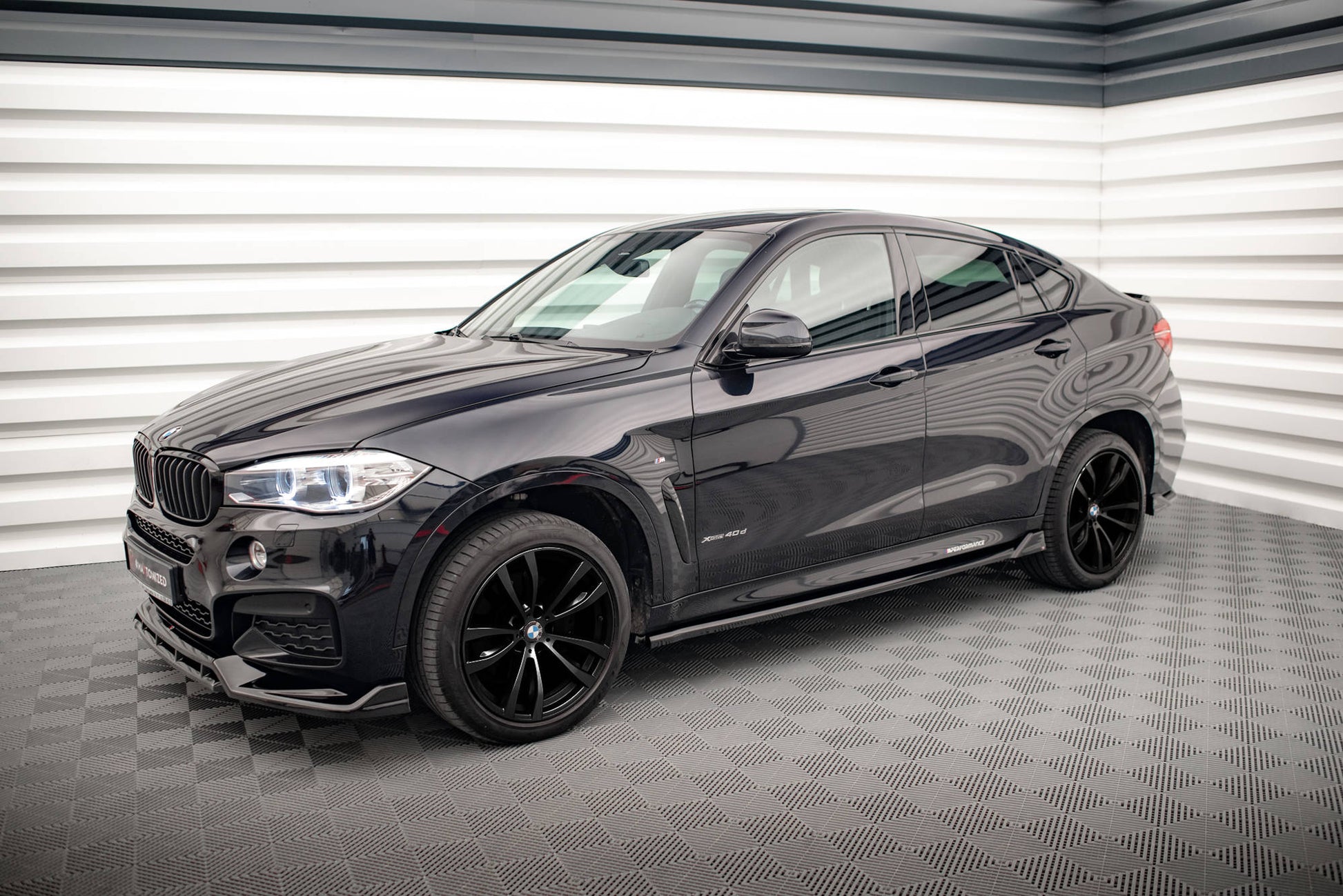 Seitenschweller Ansatz für V.2 für BMW X6 M-Paket F16 schwarz matt