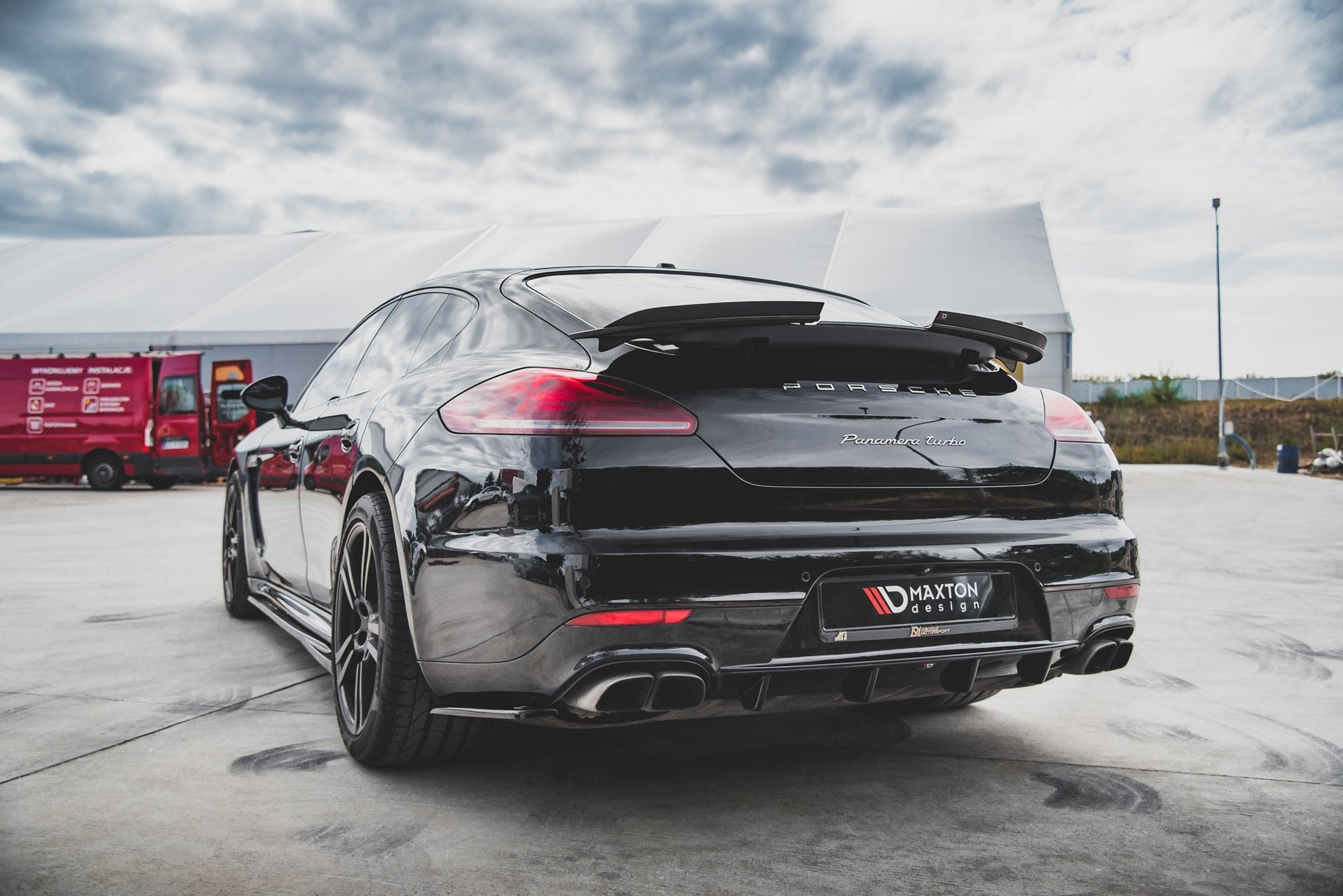 Diffusor Heck Ansatz für Porsche Panamera Turbo 970 Facelift Carbon Look