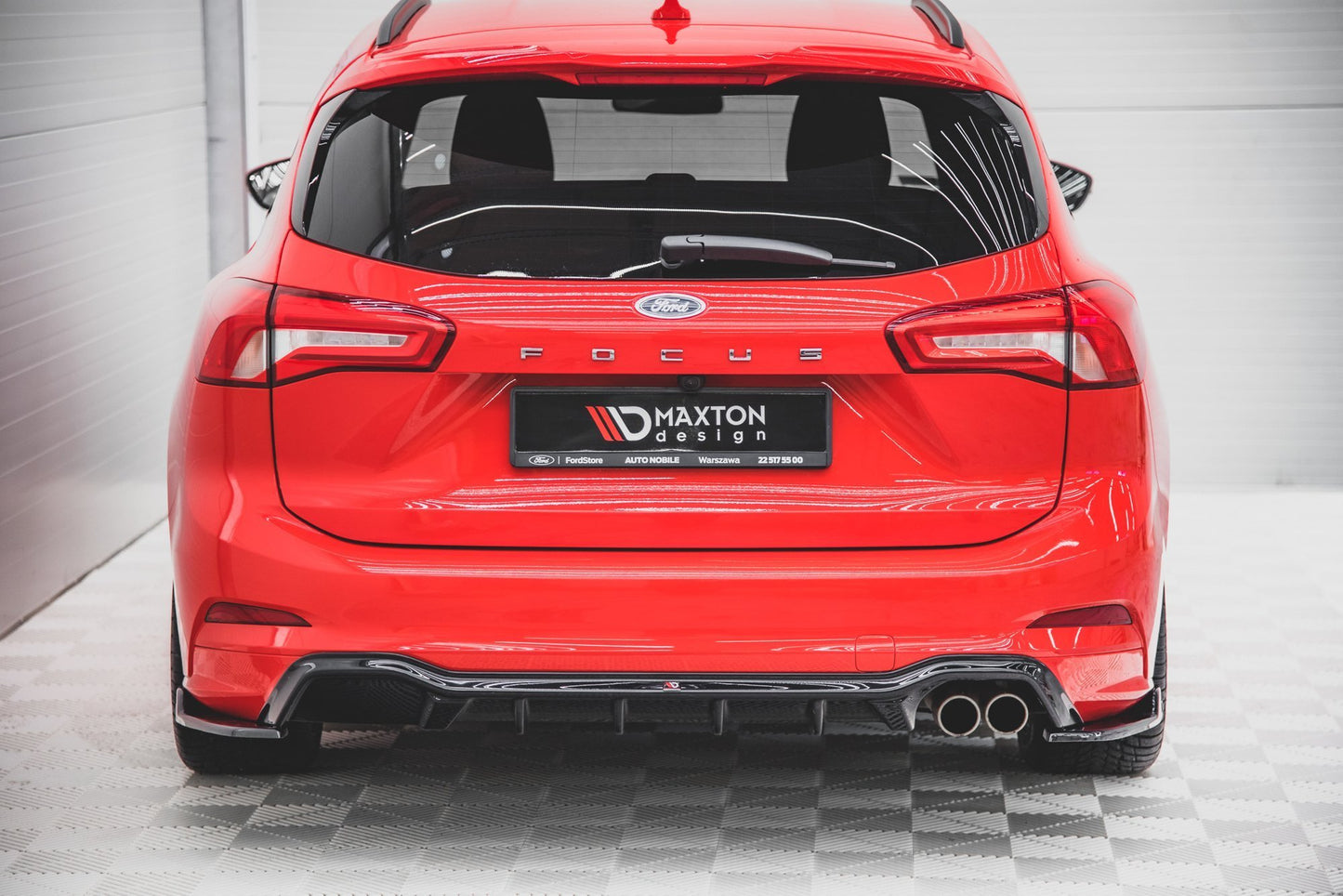 Heck Ansatz Flaps Diffusor V.4 für Ford Focus ST-Line Kombi Mk4 Carbon Look