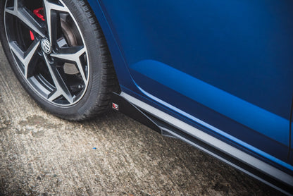 Robuste Racing Seitenschweller Ansatz für für + Flaps Volkswagen Polo GTI Mk6 schwarz Hochglanz