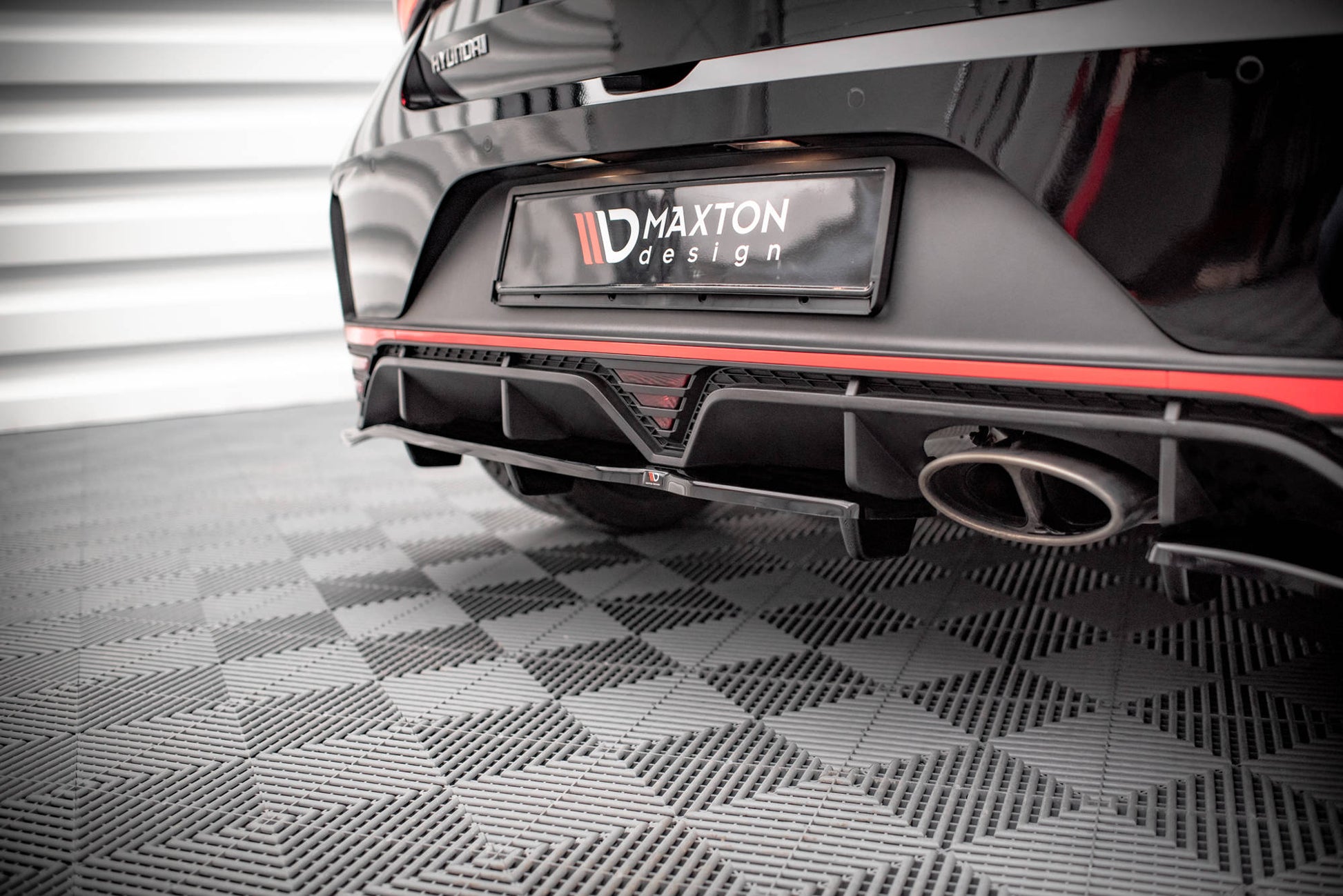 Mittlerer Diffusor Heck Ansatz DTM Look für Hyundai I20 N Mk3 schwarz Hochglanz